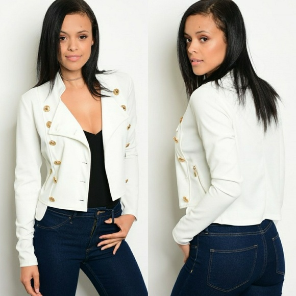 Jackets & Blazers - 🌼1LEFTmed🌼 White Military Fashion Jacket